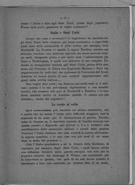 Le colpe della guerra. Discorso parlamentare pronunziato nella tornata del 9 luglio 1919. Con polemica dannunziana